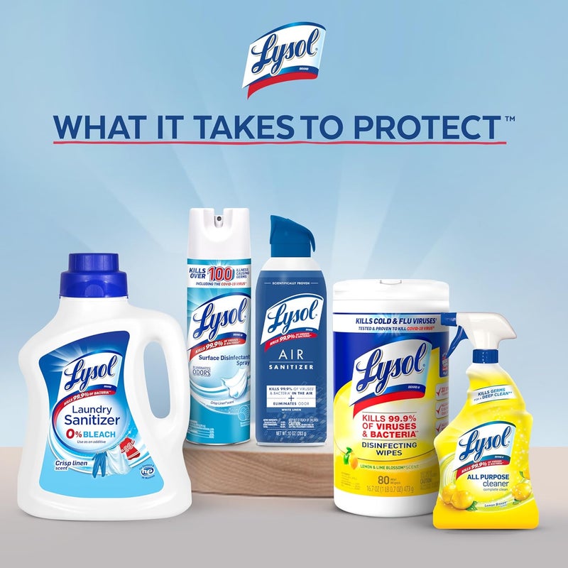 Lysol Disinfectant Wipes Bundle, Dorm Room Essentials, Multi-Surface Cleaning Wipes, For Disinfecting & Cleaning, Lemon & Lime Blossom, Crisp Linen, Mango & Hibiscus, 3x80 ct - Image 3